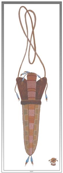 A cutting instrument which Indians fashioned from many materials, including hard wood, stone, metal, shells, and even the teeth of animals.  Carried in a decorated sheath hung from a belt or around the neck.